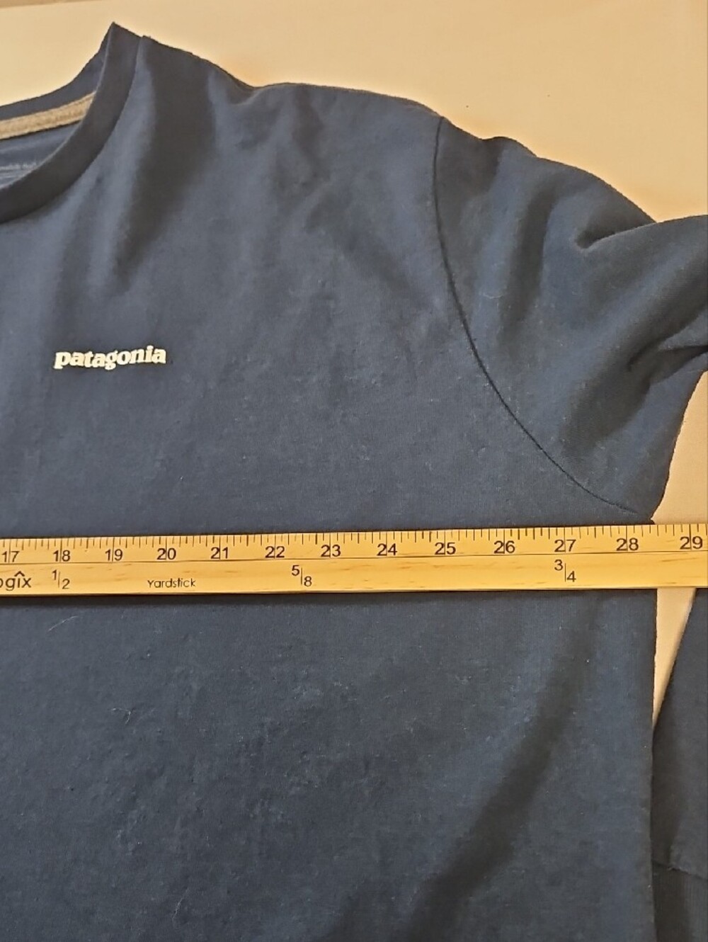 Patagonia Men's Long-Sleeve Crew Tee in Dark Blue with White Logo, Size 3XL - Picture 5 of 9